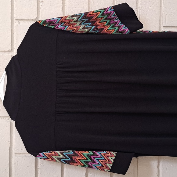 Blu Sage Black W/Built-In Multicolor Open Jacket Midi Dress. Size 18W NWOT - Picture 6 of 8